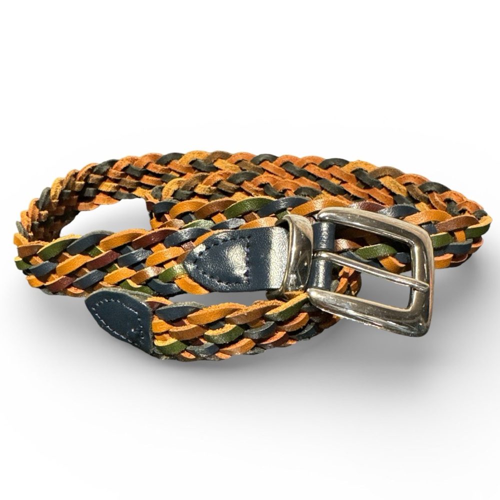 Vintage Leather Braided Multicolor Belt